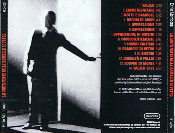 Ennio Morricone : La Corta Notte Delle Bambole Di Vetro (CD, Album, RE)