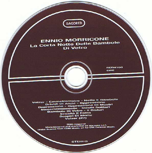 Ennio Morricone : La Corta Notte Delle Bambole Di Vetro (CD, Album, RE)