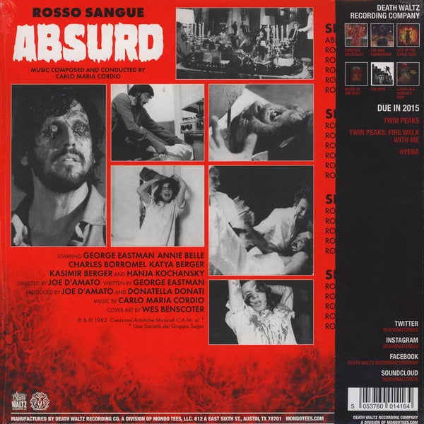 Carlo Maria Cordio : Absurd (Rosso Sangue) (2xLP, Ltd, RM)