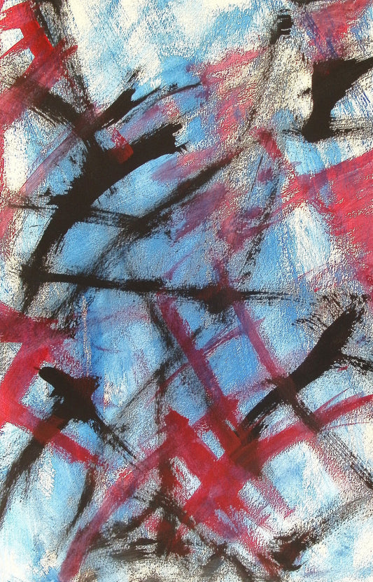 RedBlue Abstract Art Print on Canvas 12x18 by Joe Wallace